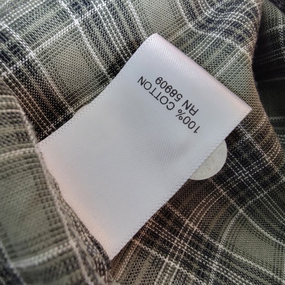 ROWM Shirt 2XB Snap Closure Long Sleeve Plaid Check Collar New NWT Green Big - Picture 6 of 7